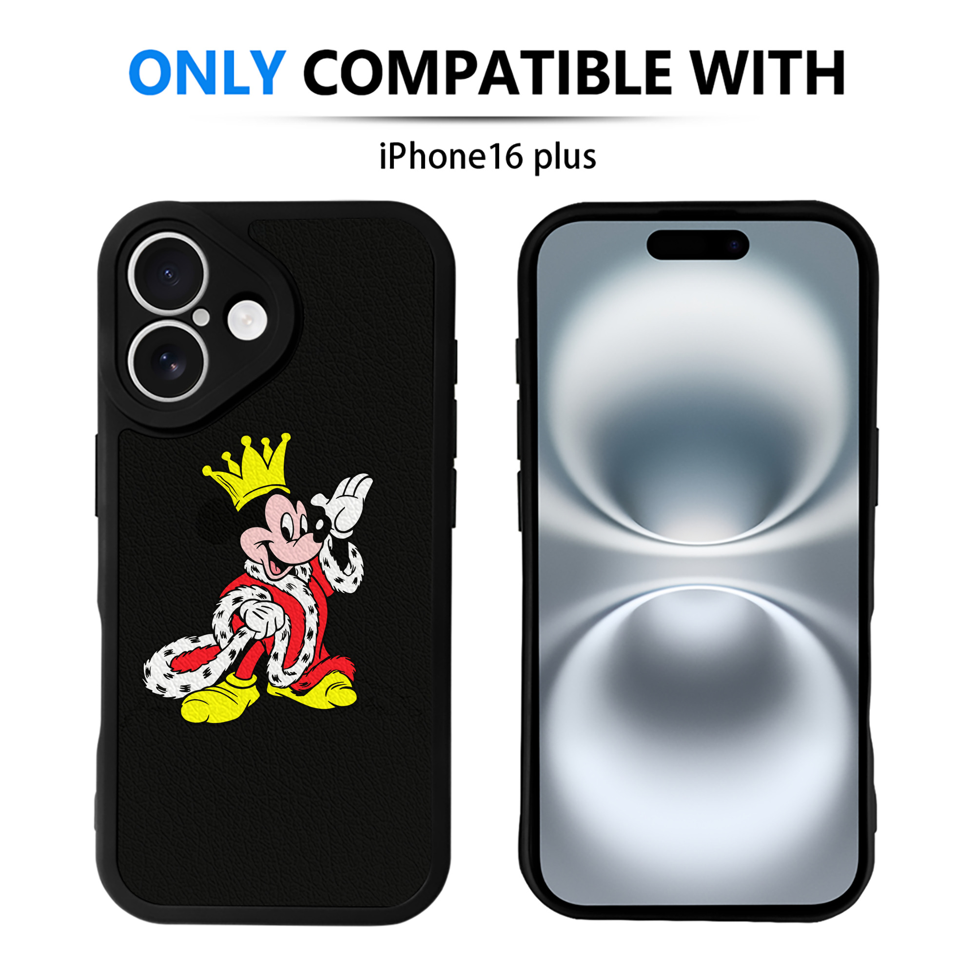（画像用） ミッキーマウス Mickey Mouse 【iPhone 16シリーズ対応】シリコンスマホケース（レザー調） 材質：シリコン